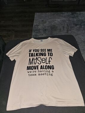 Graphic Crewneck T-Shirt - Light Pink with Black Text